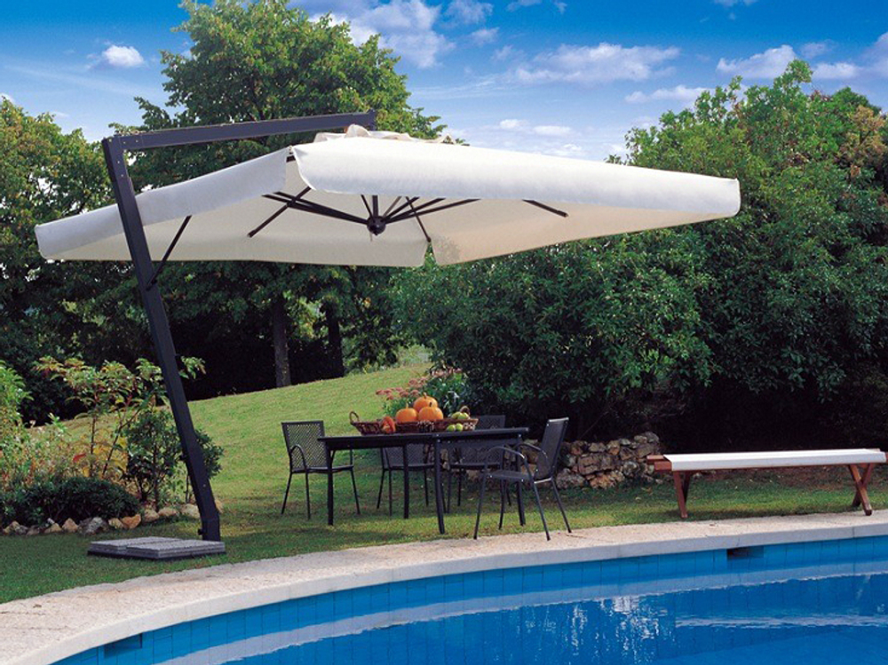 Зонт профессиональный 3.5х3.5 м Scolaro Leonardo Braccio, антрацит, слоновая кость