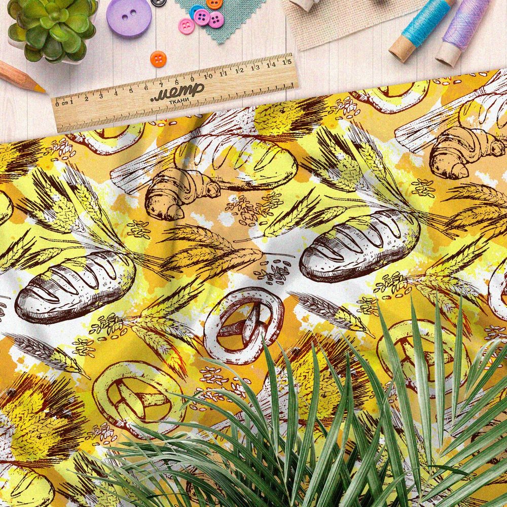 Ткань габардин хлеб, крендель и пшеница