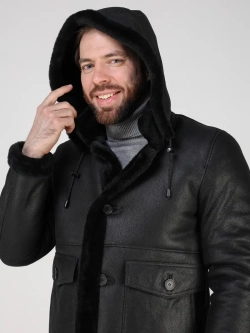 Дубленка зимняя куртка натуральная с капюшоном