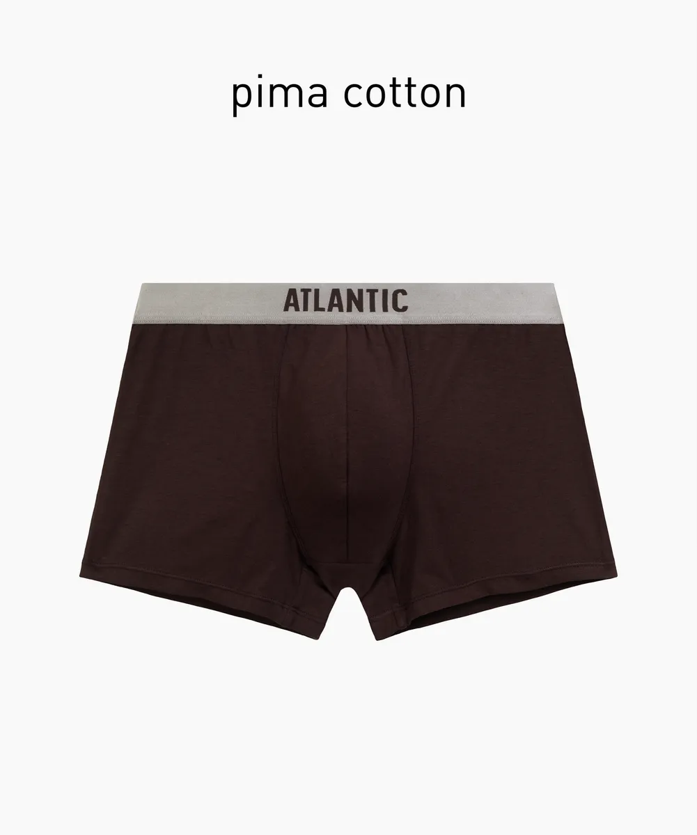 Мужские трусы шорты Atlantic, 1 шт. в уп., пима хлопок, коричневые, MH-1203