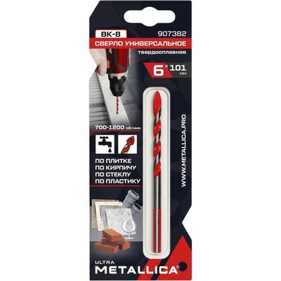 Сверло универсальное тв.спл.METALLICA Ultra 6x101,спиральное,по плитке,кирпичу   907382