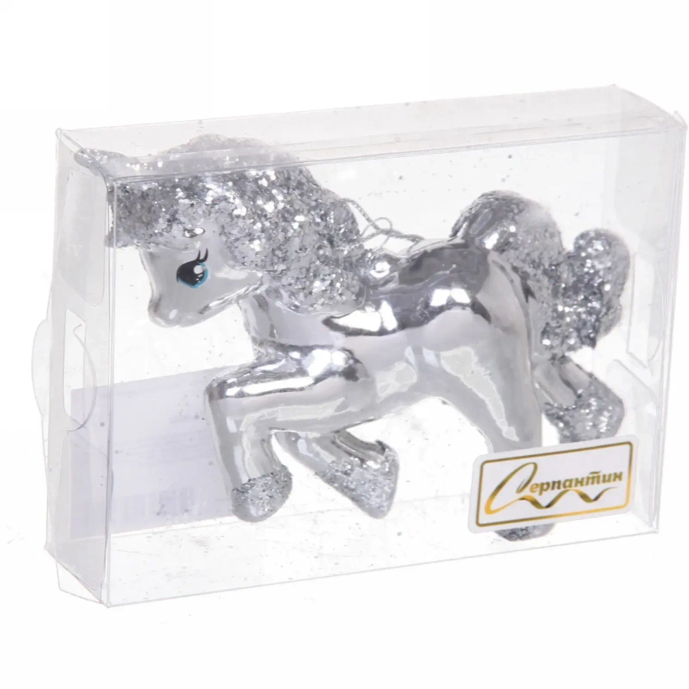 Ёлочная игрушка «Сказочный единорог» 9*3*10 см, серебро