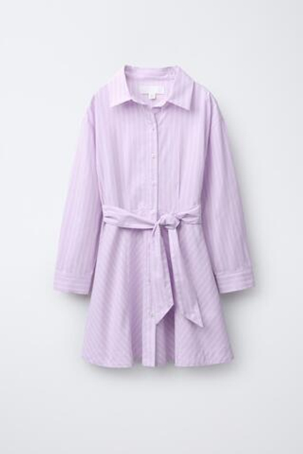 ZARA ПЛАТЬЕ-РУБАШКА В ПОЛОСКУ, ЦВЕТ МАЛЬВЫ