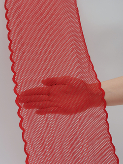 Эластичное кружево красное крупная ячейка ширина 22 см
