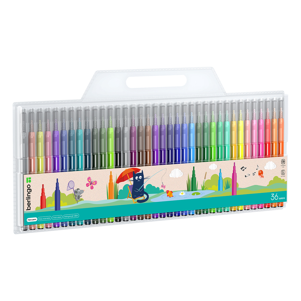 Фломастеры Berlingo "Жил-был кот", 36цв., смываемые, блистер WP00636