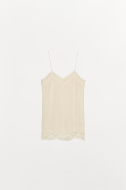 ZARA ТОП В БЕЛЬЕВОМ СТИЛЕ С КРУЖЕВОМ — ZW COLLECTION, ЭКРЮ