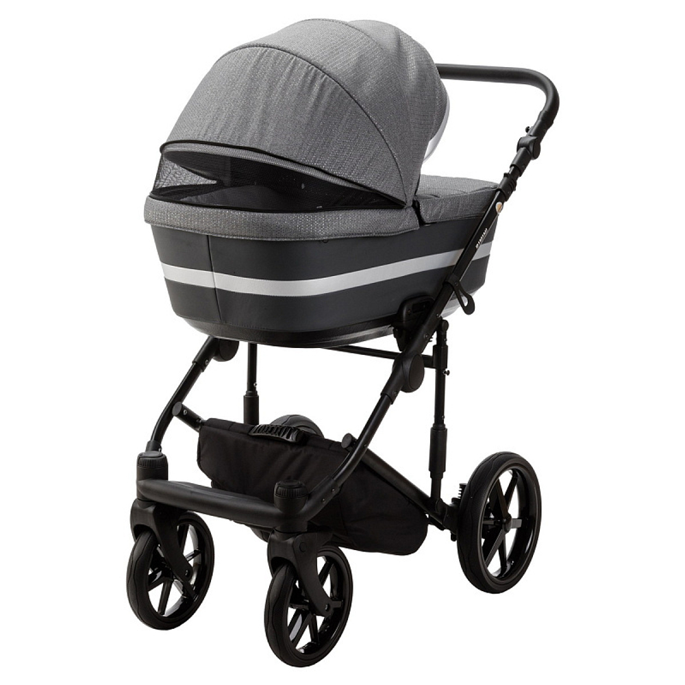 Детская коляска Adamex Rimini 2 в 1 RI11A LUX (СЕРЫЙ С СЕРЕБР.ЛЮРЕКСОМ+Т.СЕР.КОЖА+СЕРЕБР.ОТДЕЛКА)