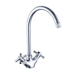 Смеситель DECOROOM DR51028-Black двуручный  для кухни с высоким повортным изливом