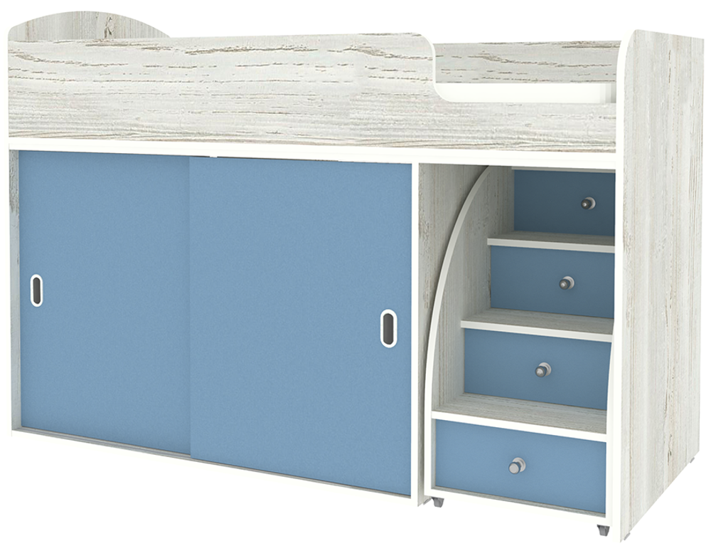 Кровать-чердак КарИВи Малыш Купе Винтерберг Светло-синий, голубой