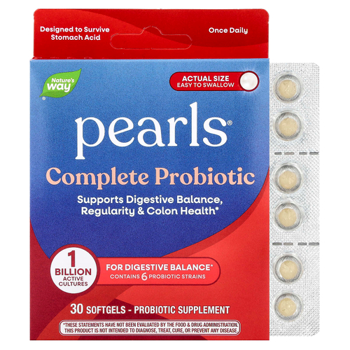 Nature's Way, Pearls®, комплекс пробиотиков, 1 млрд КОЕ, 30 капсул