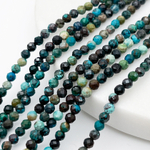 Хризоколла граненая бусины, диаметр 2,9-3,1 мм, цена за отрезок 19 см (1/2 нити)