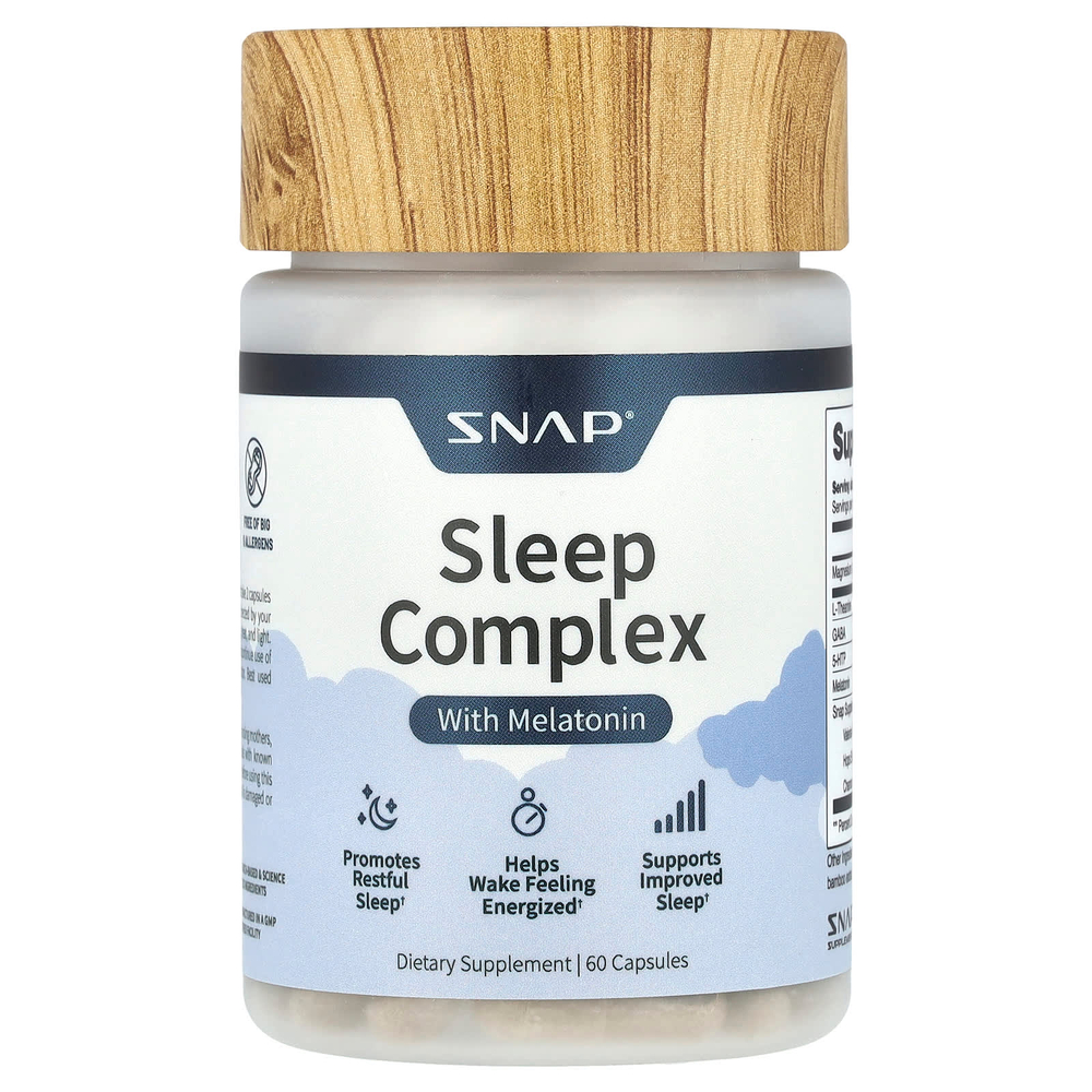Snap Supplements, Комплекс для сна с мелатонином, 60 капсул
