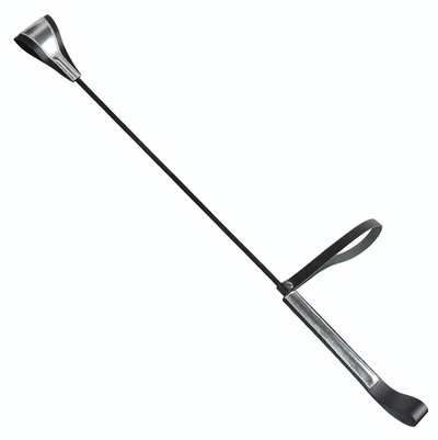 Чёрно-серебристый стек с хлопушкой из кожи - 62 см. (Цвет: черный с серебристым)