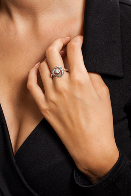 "Фонтан" кольцо в серебряном покрытии из коллекции "Классика" от Jenavi