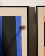 Zernu Абстрактная картина с синими и чёрными вертикальными линиями 42 x 65 см