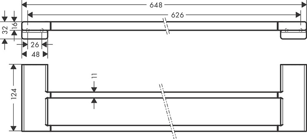 Полотенцедержатель двойной Hansgrohe AddStoris 648 мм, матовый белый (41743700)