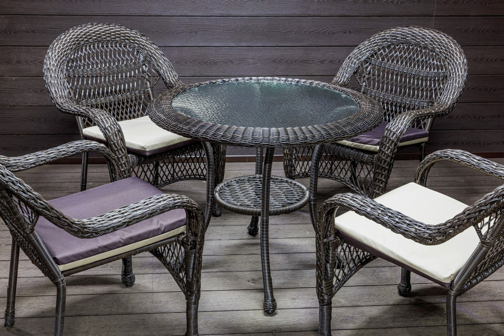 Садовый комплект из искусственного ротанга Мэдисон НЬЮ (Medison NEW) стол круглый D90 + 4 кресла с подушками на сиденье