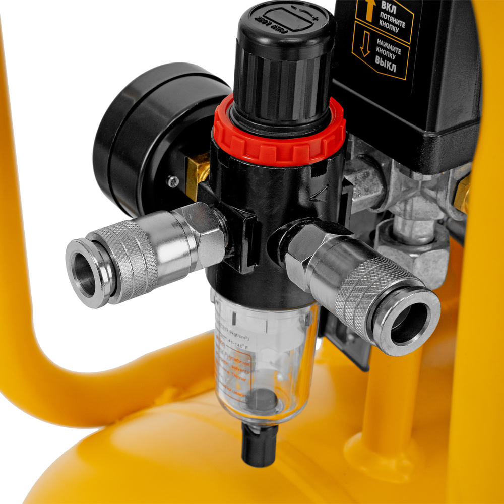 Компрессор безмасляный, малошумный DLS 2200/50, 2200 Вт, 2x1100, 50 л, 380 л/мин Denzel