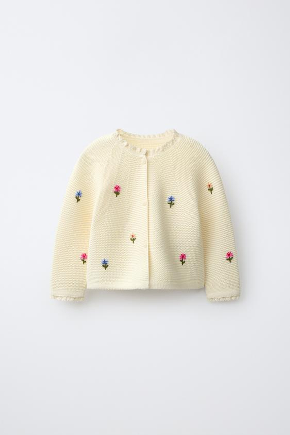 ZARA КАРДИГАН С ВЫШИТЫМИ ЦВЕТАМИ, ЭКРЮ