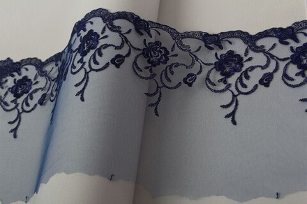 Кружево "Gamma"   "сетка", 190 мм, цв.т.синий