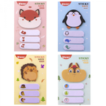 Набор блоков для записей с клеевым краем, Alingar, 1 шт - 45*55 мм, 3 шт - 15*50 мм, по 20 л., "Забавные зверята", европодвес