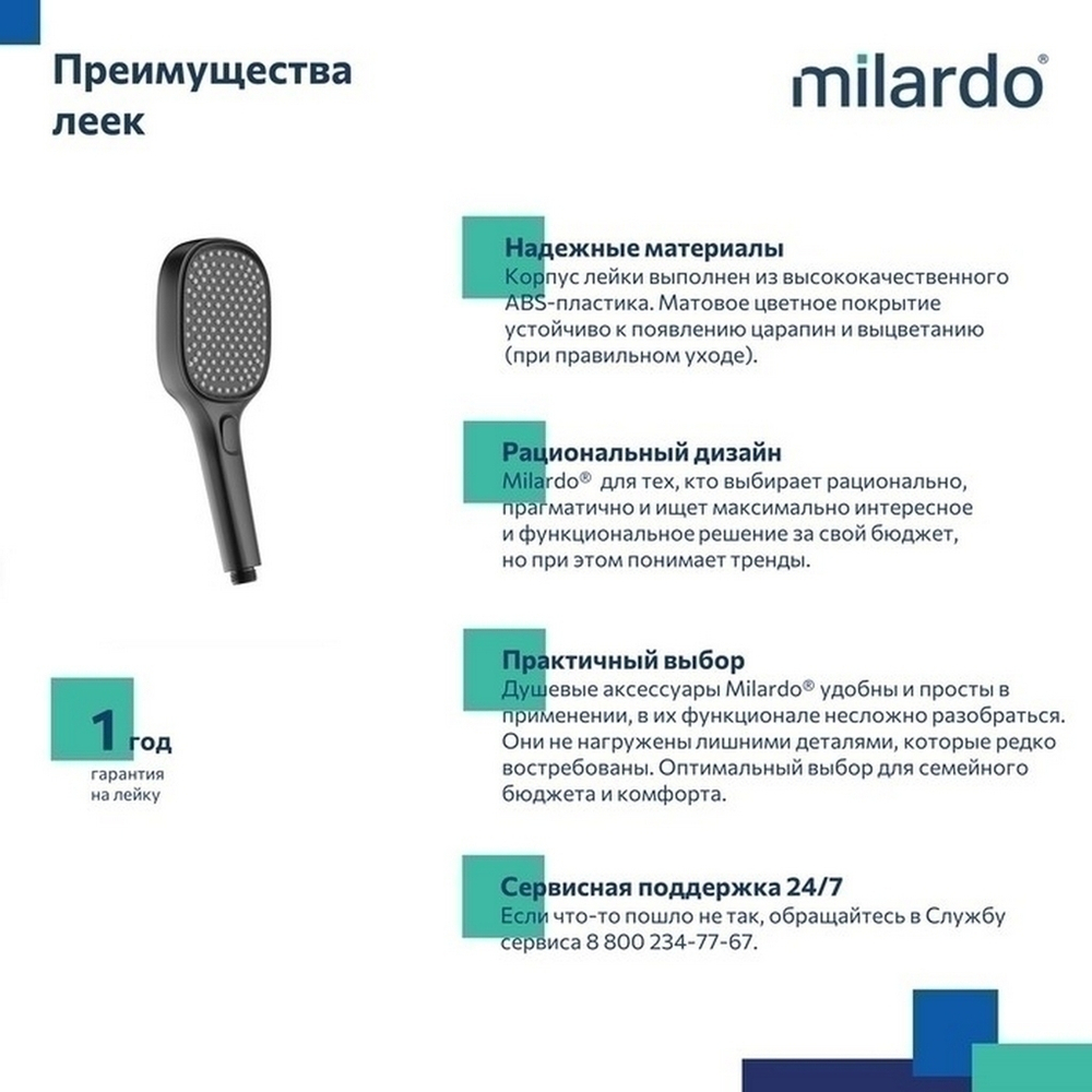 Лейка для душа Milardo ILS3FB0M18 "Ideal Spa" квадрат 120*120, 3 режима, ЧЕРНЫЙ матовый, коробка