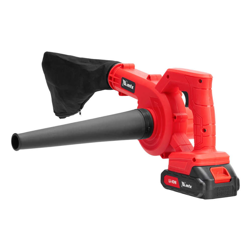 Воздуходувка-пылесос акк. портативная, LB-185, 35 м/с, 170 м3/ч, Li-Ion, 20 В MTX