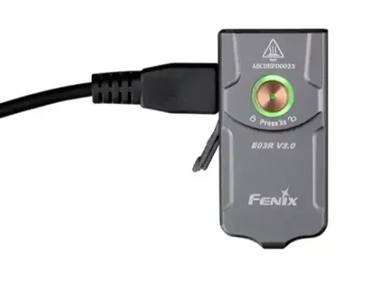 Фонарь FENIX Мод. E03R V2.0 серый (500лм-90м)(светодиод: белый + красный)(30г)(встроенный аккум.400mAh)