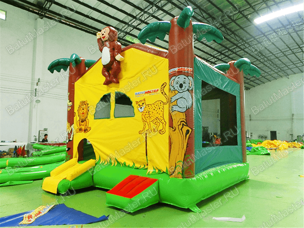 Коммерческий надувной батут "Джунгли" с крышей