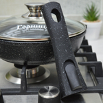 Сковорода 20см высота 5,1см Гранит со съемной ручкой и стеклянной крышкой, с2054аг