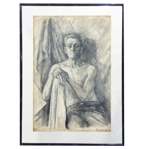 Динес Ю. С. Портрет натурщика Лобзенко. Бумага, карандаш. 1948