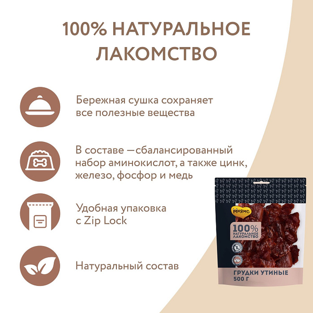 Лакомство Мнямс На каждый день для собак Грудки утиные 500 г