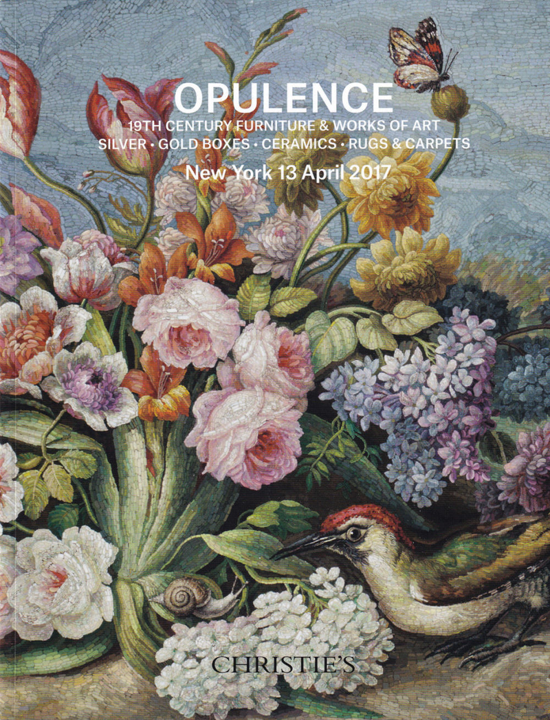 Каталог аукциона Christie's, Нью-Йорк, Роскошь: мебель, декоративно-прикладное искусство XIX века, серебро, золотые шкатулки, керамика и ковры от 13 апреля 2017 года