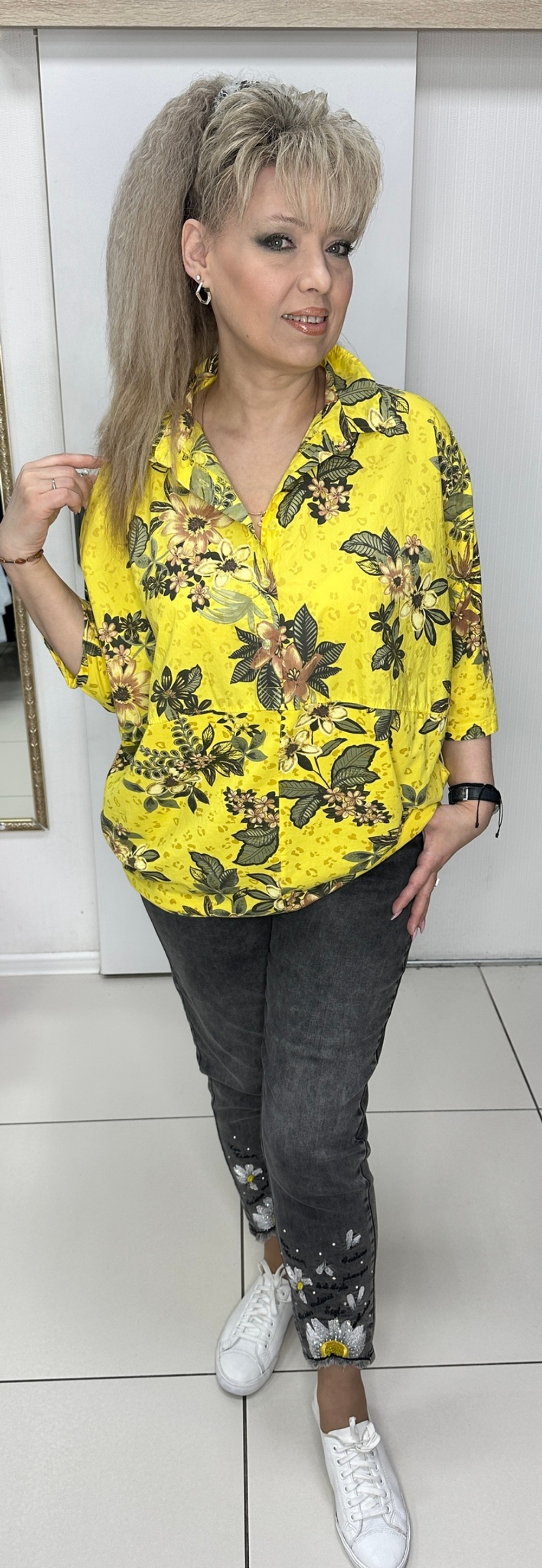 Яркий итальянский, комбинированный блузон-поло