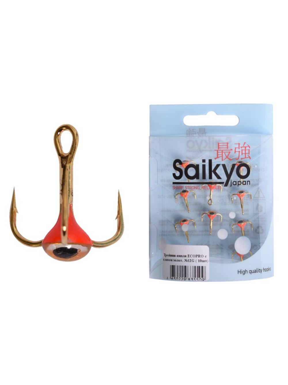 Тройник-капля ECOPRO с глазом золотой №12G ( 10шт)