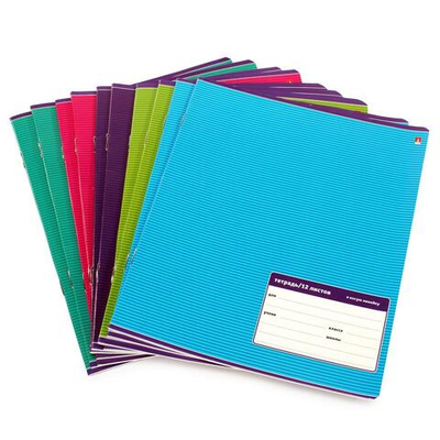 Тетрадь А5 12л. кос.линия "Классика", 5 цв. (Альт) микс цветов (комплект 5 шт)