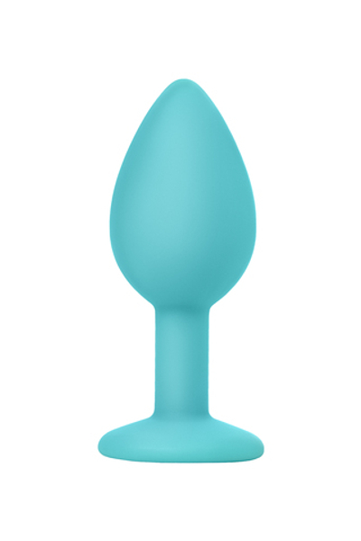 Анальная втулка Штучки-Дрючки, силикон, с прозрачным кристаллом, голубая, 2,7 см