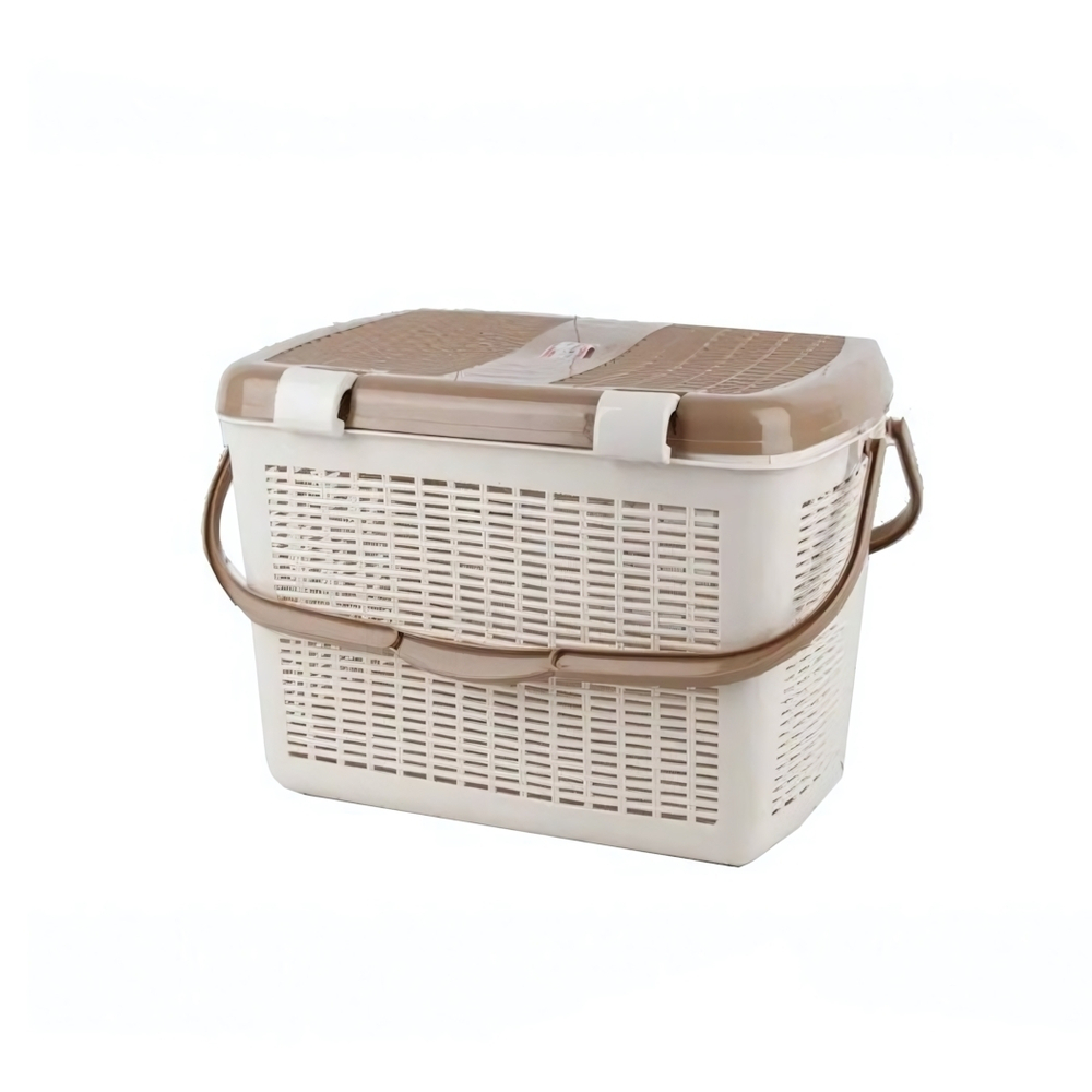 Корзина для пикника большая молочно-кофейный