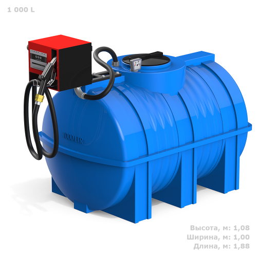Мини АЗС Cube G 1000 комплектация: топливозаправочная колонка Cube 56/33, бак 1000л, крепеж и соединия Полимер-Групп PIUSI 1000 л. горизонтальная (1883x1000x1080см;) - арт.559151