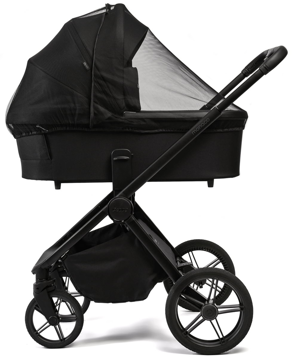 Детская коляска Peppy Monaco 3 в 1 с автокреслом Verona Beige Black (черный), рама черная матовая