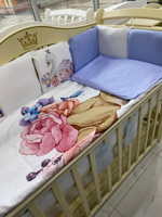 Комплект в кроватку 6-ти предметный (подушечки 17 предм) "Детская история", СКАЗОЧНЫЕ ЗВЕРЯТА, сатин