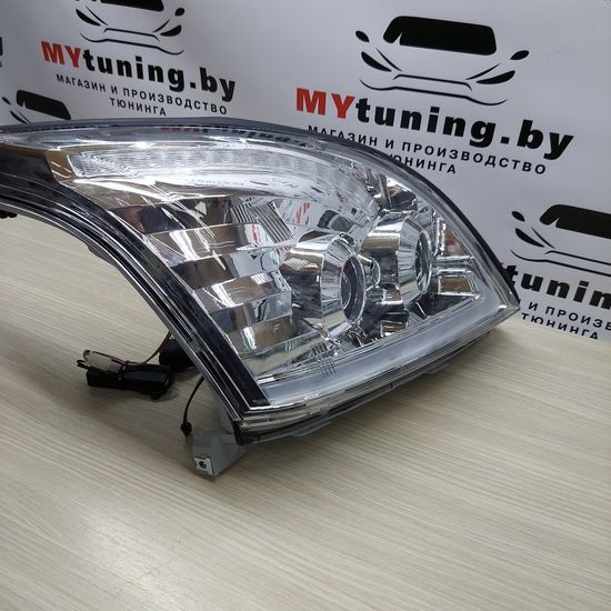 Передние фары Tube Light для Toyota Land Cruisre Prado 120 (03-09) динамические хромированные