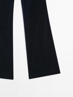 Massimo Dutti Расклешенные бархатные брюки, чернильно-синий