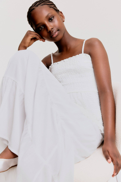 H&M Длинная юбка в складку, белый