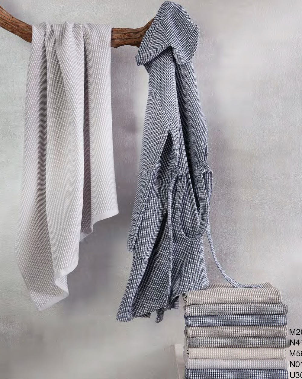 Халат вафельный Mirabello Marsiglia HOOD синий Италия