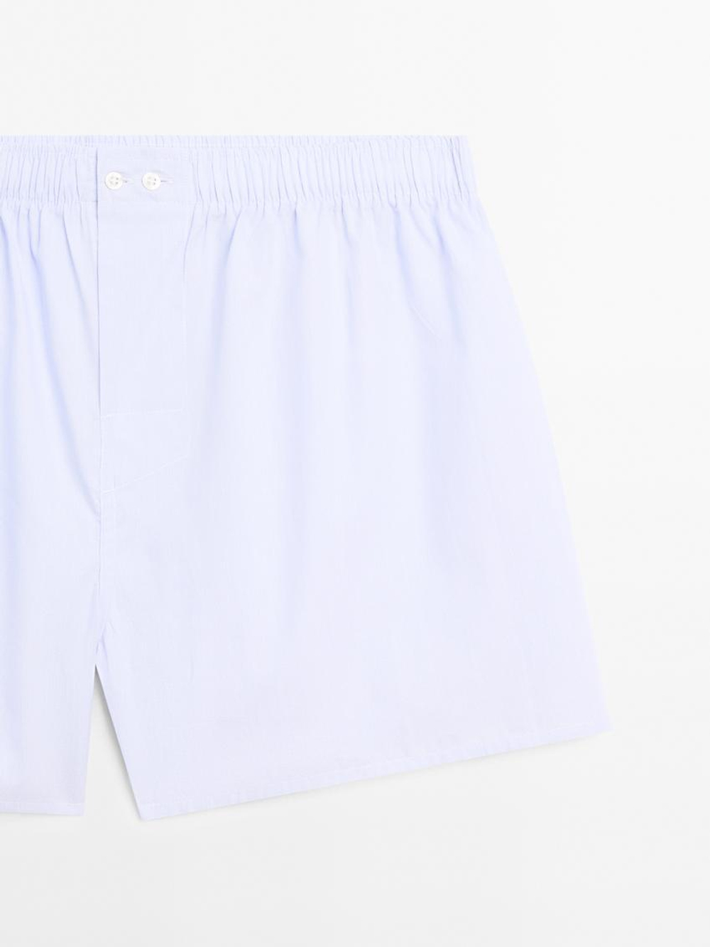 Massimo Dutti Трусы-боксеры из 100% хлопка в микрополоску, небесно-голубой