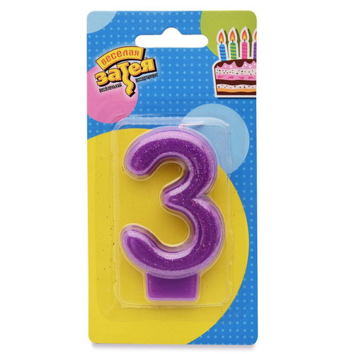 Свеча-цифра "3" Блестящая
