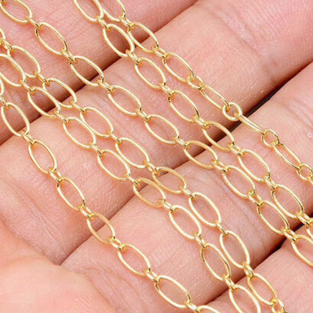 Цепочка (Юж. Корея), позолота, размер звена 6.5*3.2мм и 2.7*3.4 мм, цена за 50 см