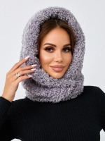 Капор зимний вязаный капюшон на флисе