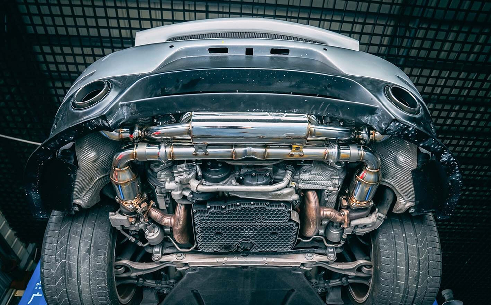 Спортивная выхлопная система с заслонками для Porsche 911 3.0T (под бампер GT2 RS) 2016-2017 Порше